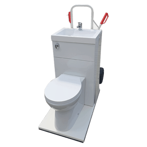 Mobile Toilette mit Waschbecken in Weiß